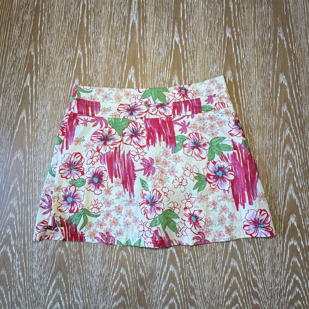 Nostalgia Floral Pink and White Mini Skirt